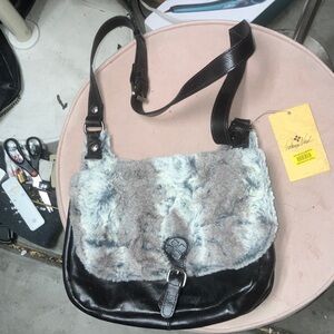 NWT Patricia Nash Faux Fur and Leather Shoulder Bag